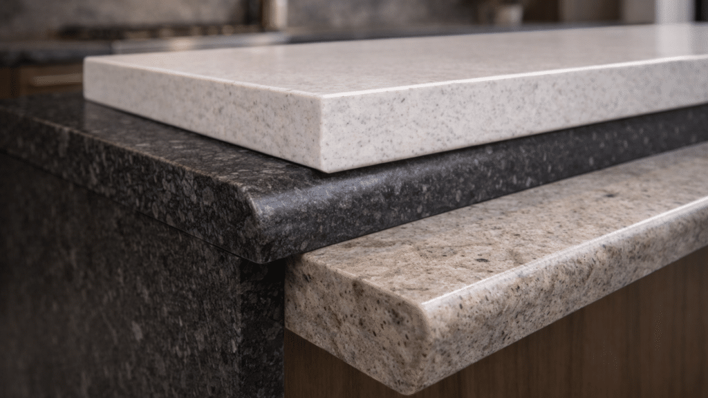 Afbeelding keuzes in randafwerking natuurstenen keukenbladen | FormStone Natuurstenen keukenbladen